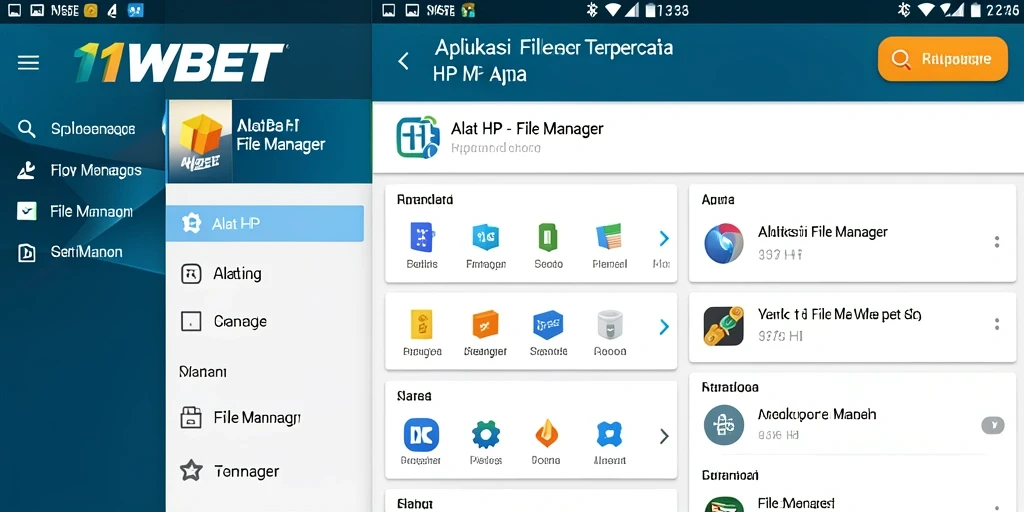 Antarmuka aplikasi File Manager 11WBET yang sederhana dan intuitif.