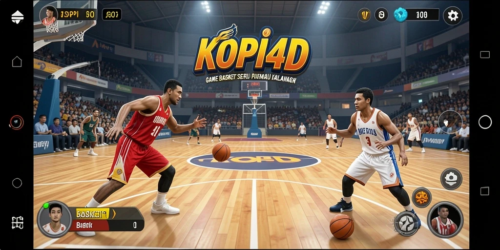 Antarmuka KOPI4D yang menarik saat permainan basket.