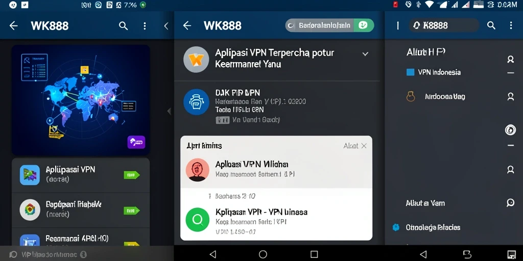 Tampilan antarmuka aplikasi WK888 yang intuitif untuk penggunaan VPN.