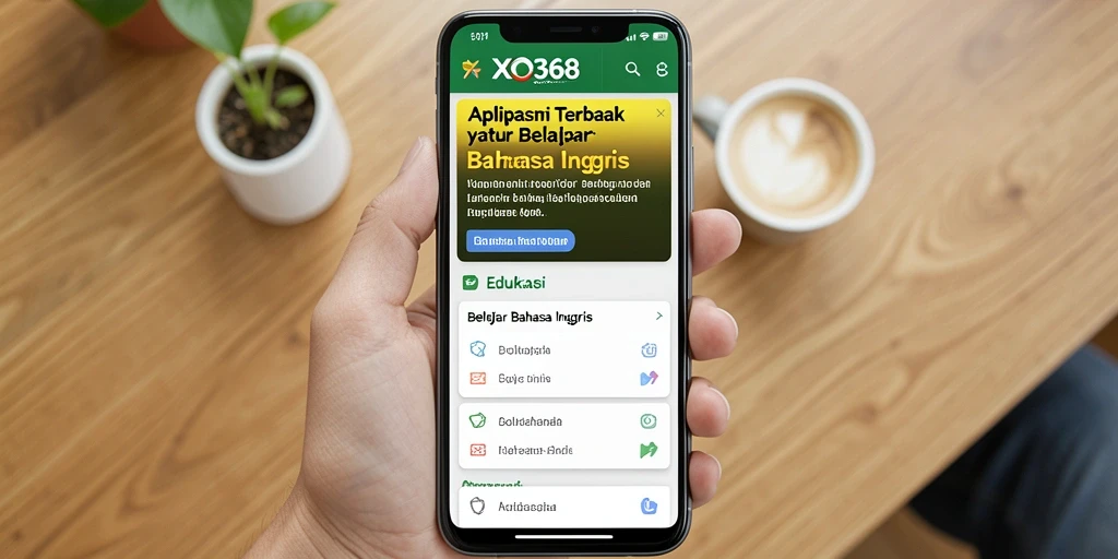Tampilan antarmuka aplikasi XO368 yang memudahkan belajar Bahasa Inggris.